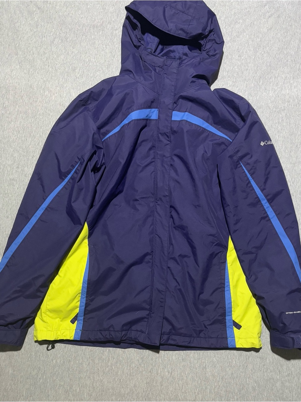 Columbia Navy, Royal Blue & Yellow Hooded Jacket with Lining